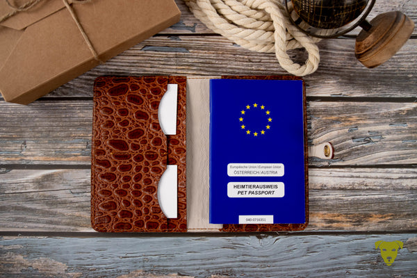 EU pet passport cover KROKO - WHISKEY