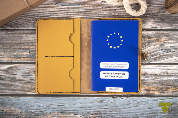 EU pet passport cover MAIS YELLOW, used look