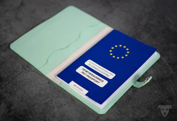 Vaccination certificate cover, EU pet passport cover MINT GREEN