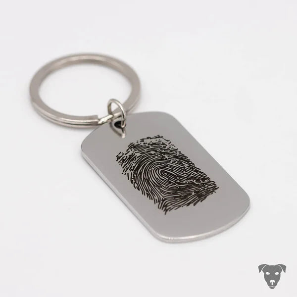 handmade-4-dogs, laser gravierter Schlüsselanhänger, Schmuck mit graviertem Pfotenabdruck, graviertem Nasenabdruck vom Hund, graviertem Baby Fußabdruck, gravierter Fingerabdruck