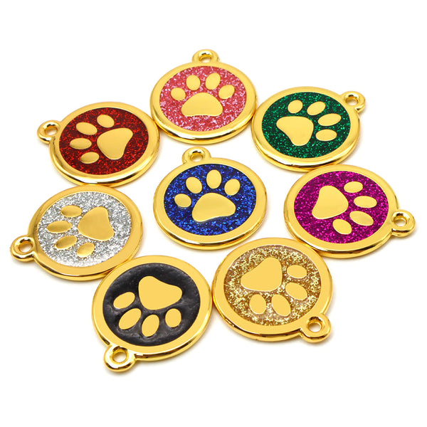 Round dog tag, GOLDEN PAW