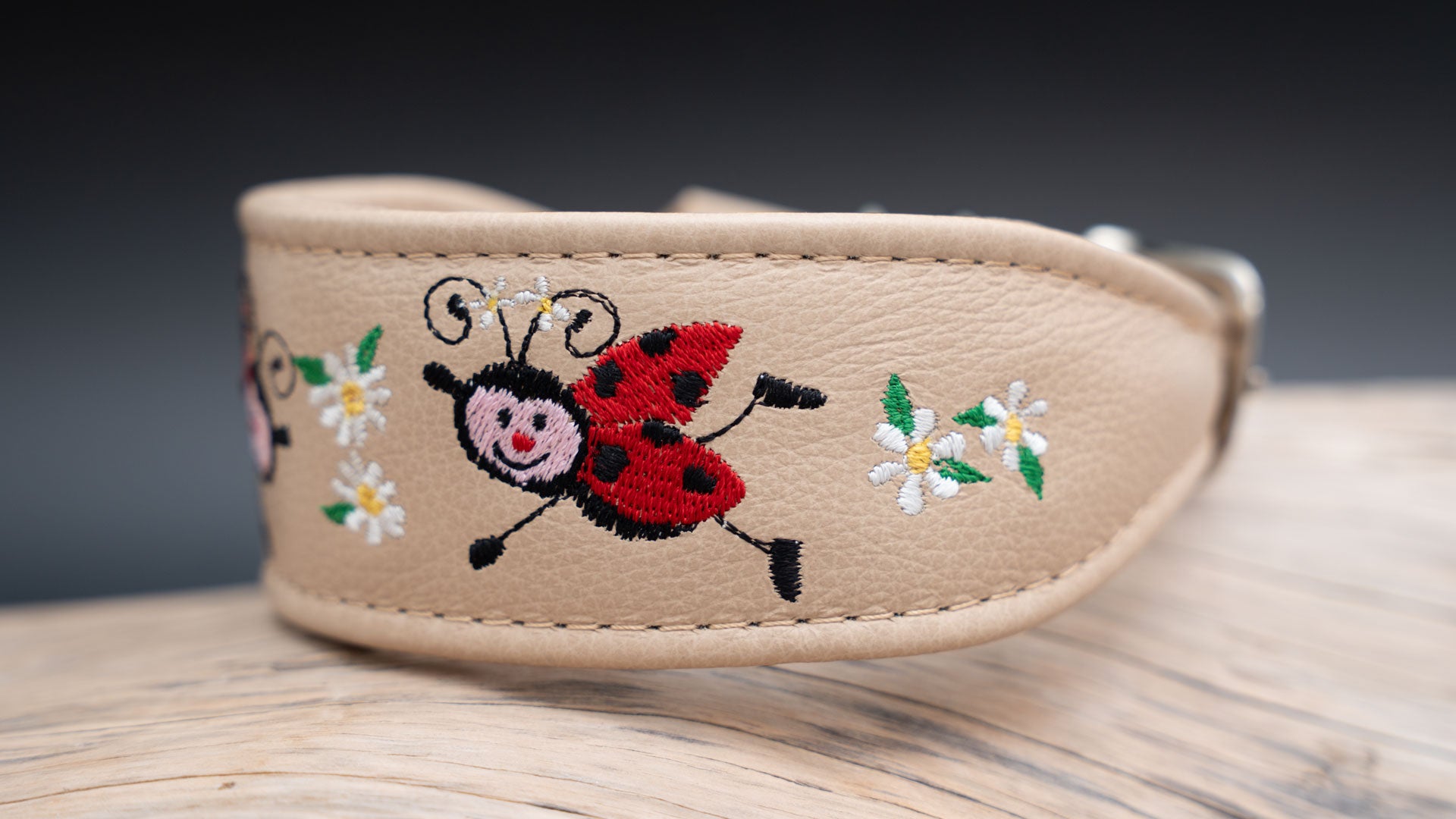 Handgefertigtes Einzelstück: Besticktes Lederhalsband von handmade4dogs aus Österreich