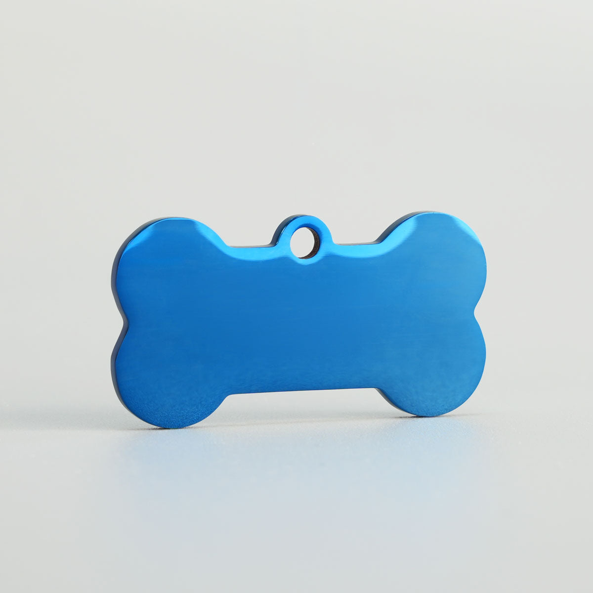 Hundemarke Knochen Edelstahl Blau glänzend blanko