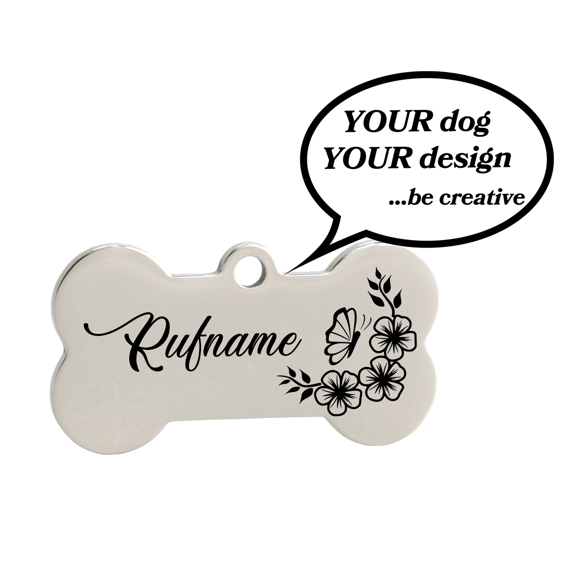 Gravierte Hundemarke Knochen aus Edelstahl mit individueller Personalisierung