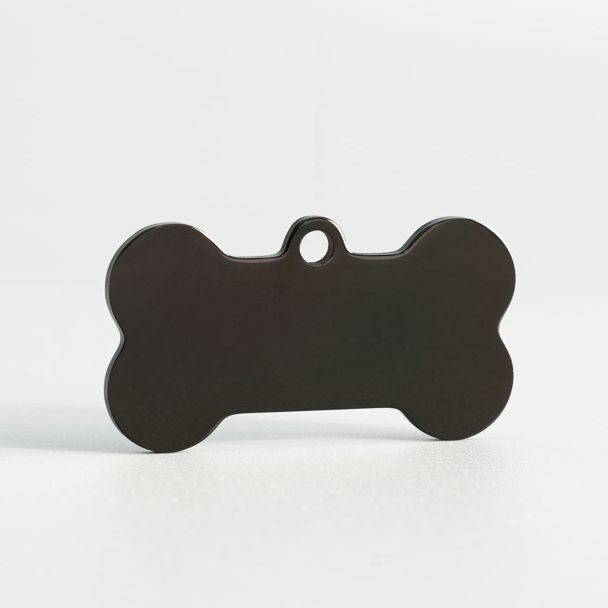 Hundemarke Knochen Edelstahl Schwarz matt blanko