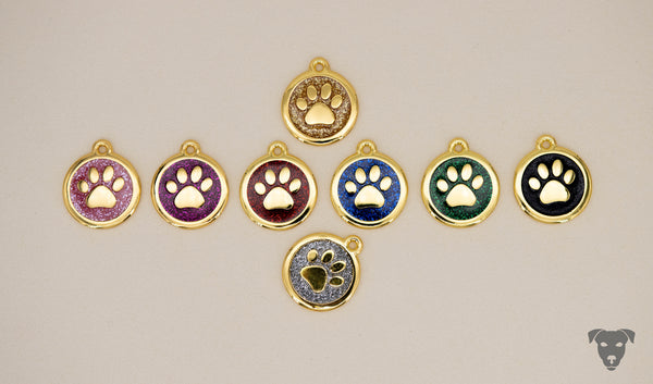 Round dog tag, GOLDEN PAW