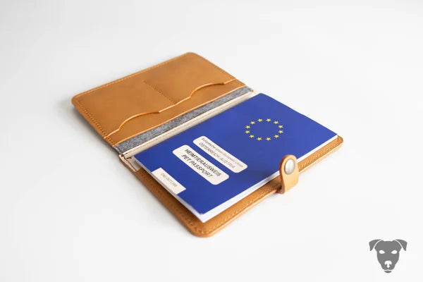 Vaccination passport cover, EU pet ID cover LEATHER &amp; FELT combination “Laser Cutout”