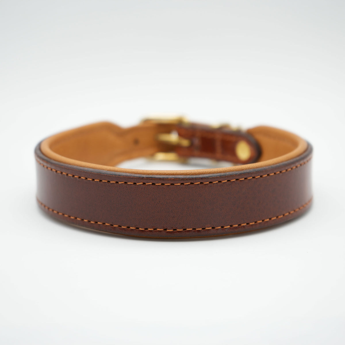 Lederhalsband Hund handgefertigt – Goldbraun & Cognac | handmade 4 dogs M-40 (35 cm bis 38 cm Halsumfang