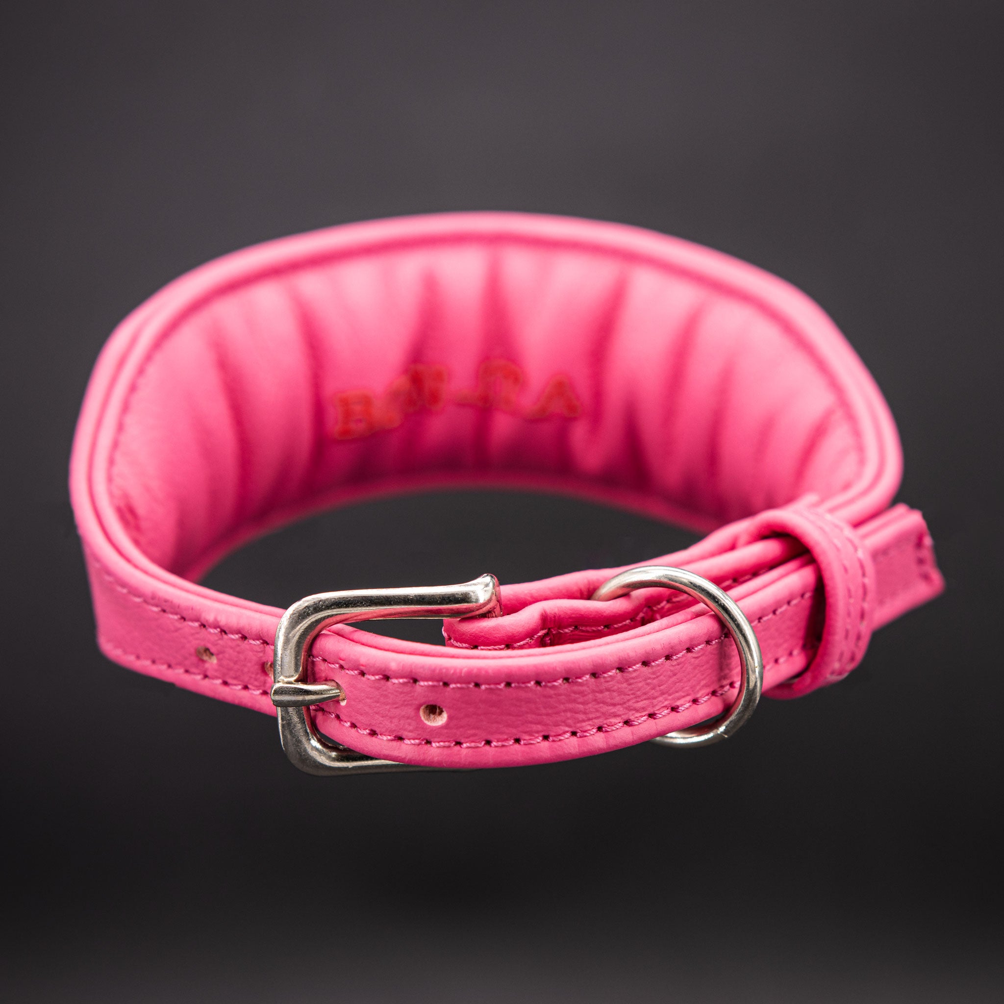 Innenansicht und Schnallenverschluss des weich gefütterten Windhundhalsbands.