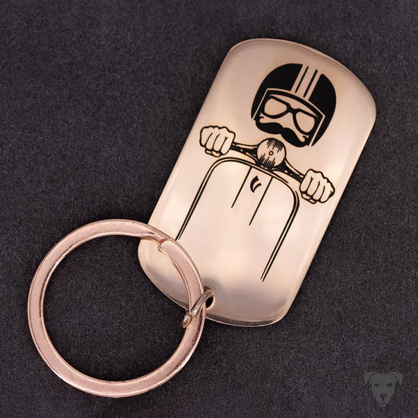 handmade-4-dogs, laser gravierter Schlüsselanhänger, Schmuck mit graviertem Pfotenabdruck, graviertem Nasenabdruck vom Hund, graviertem Baby Fußabdruck, gravierter Fingerabdruck, Vespa Schlüsselanhänger